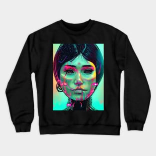 otaku girl anime face Crewneck Sweatshirt